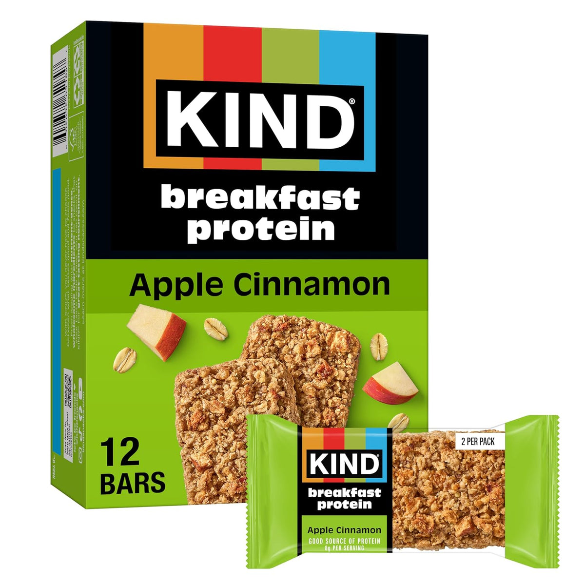 KIND Breakfast Protein Bars, Peanut Butter, Gluten Free, Low Sodium, Healthy Snacks, 8g Protein, 6 Count (6 Packs of 2 Bars)