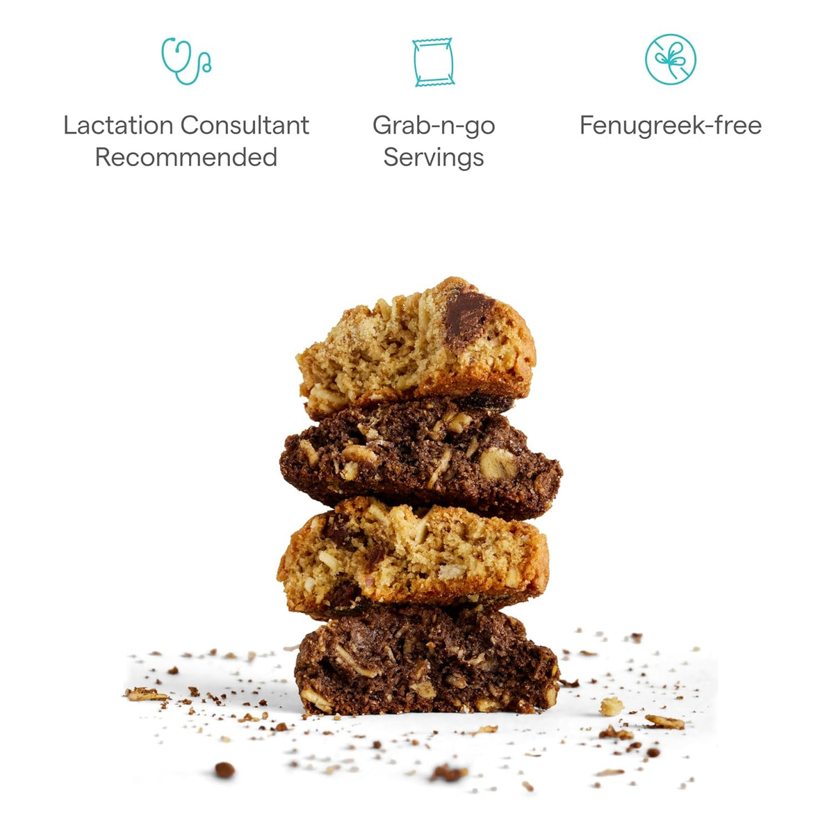 Munchkin lactation cookies help increase milk supply for nursing, breastfeeding, pumping moms, oatmeal, chocolate chip, 6 pack