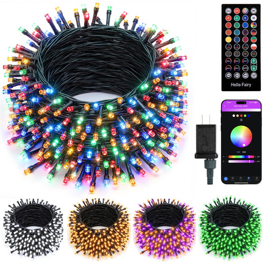 Minetom LED Color Changing Smart Christmas Tree Lights, 66ft, 200 LEDs, Remote & Timer, Adjustable Colors