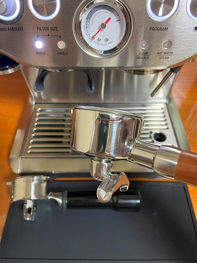 Double Spout Portafilter Compatible with Breville Barista Express Touch Bambino Infuser Duo Espresso Machine - 54mm Espresso Portafilter - Double Shot Filter Basket - Accessories - Wooden