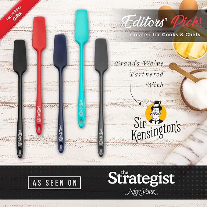 Silicone Jar Spatula | 600F Heat Resistant Non-Stick Rubber Scraper | Perfect for Jars, Smoothies, Blenders | One Piece Utensils | Durable Kitchen Cookware (UpGood Professional Spatulas, Teal)