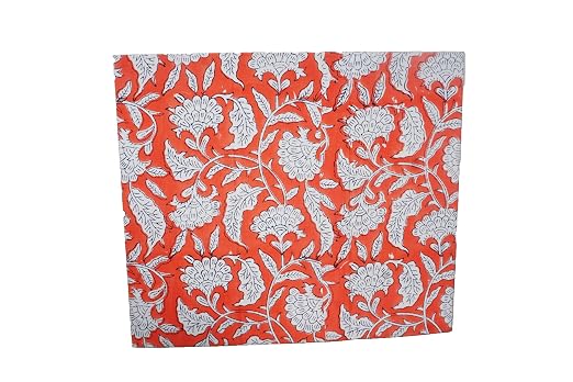 3.3 Gallon Cotton Hand Block Printed Paper Waste Basket |Small Decorative Trash Can for Housewarming Gifts in Living Room, Bedroom, Bathroom | Eco-Friendly, Plastic-Free (1, ORE. White FLOWAR)