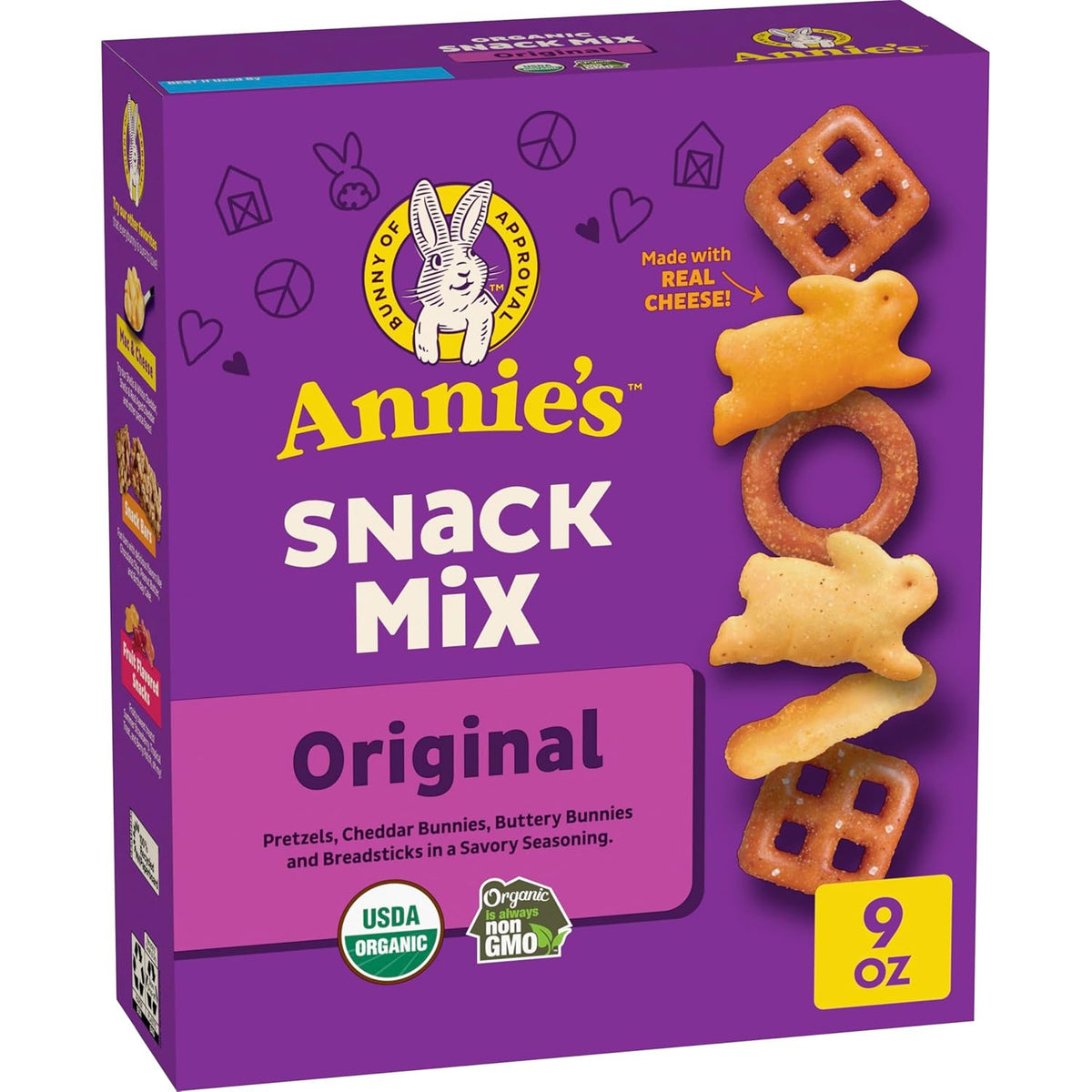 Annie's Cheddar Snack Mix With Assorted Crackers and Pretzels, Made with Real Cheese, 9 oz