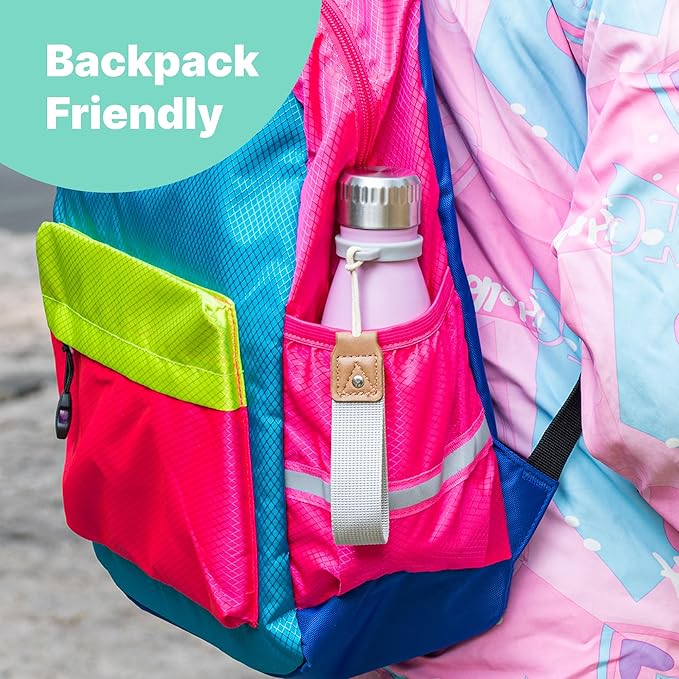 VINUR 9 oz Small Insulated Water Bottle for Kids Lunchbox -18/8 Stainless Steel Vacuum Leak-Proof Flask with Carry Rope for Sports Travel, Cola Shape, Silver