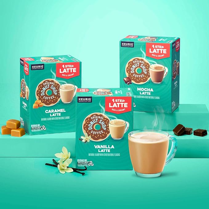 The Original Donut Shop Vanilla Latte, Single-Serve Keurig K-Cup Pods, Flavored Coffee, 20 Count