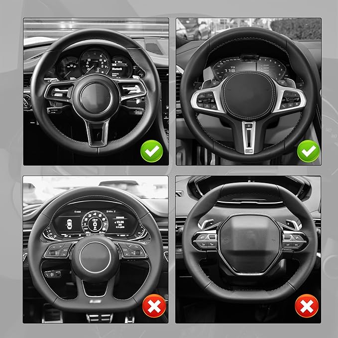 Color Blocking Car Steering Wheel Cover,Leather Steering Wheel Cover Women/Men Car Decorations,Universal Anti-Slip Steering Wheel Accessories Fit for 14.5-15" Steering Wheel (Black)