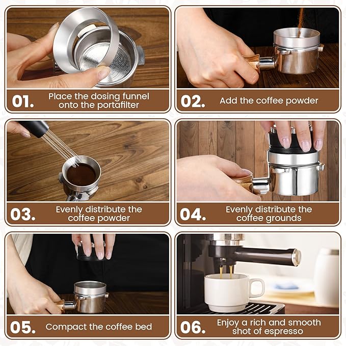 LemonRoad 51mm Espresso Accessories Kit, Coffee Distributor, Tamper Leveler, Coffee Tamper, WDT Tool and Dosing Funnel Set Fits 51 mm Espresso Machines and Portafilters
