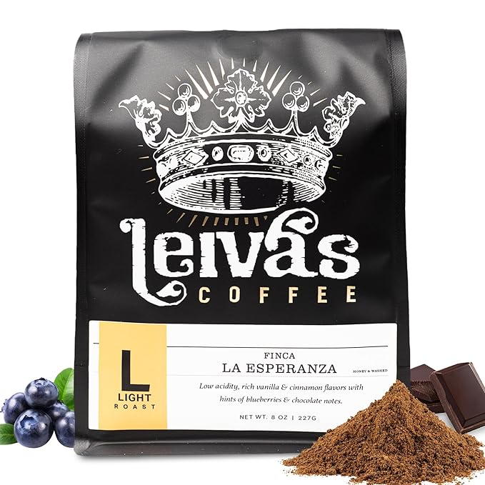 Leiva’s Ground Light Roast Coffee, Roasted to Order, Small Batch Guatemalan Beans – Finca La Esperanza Single Origin Coffee Ground w/Vanilla, Cinnamon & Chocolate Notes - Low Acidity Roast
