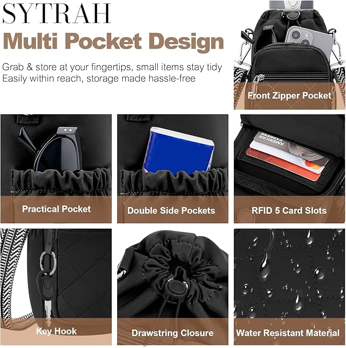 Water Bottle Carrier Bag with Strap, Water Bottle Purse with Phone Pocket 40oz for Walking Hiking