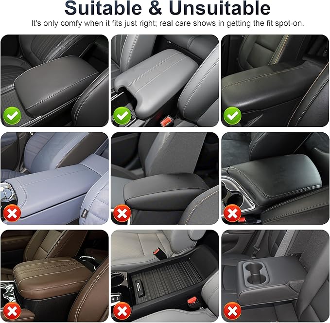 Center Console Cover Leather Armrest Cover Fit for Infiniti QX60 2022-2025 Middle Console Cushion with Storage Box&Cup Holder & Phone Slot(Beige)