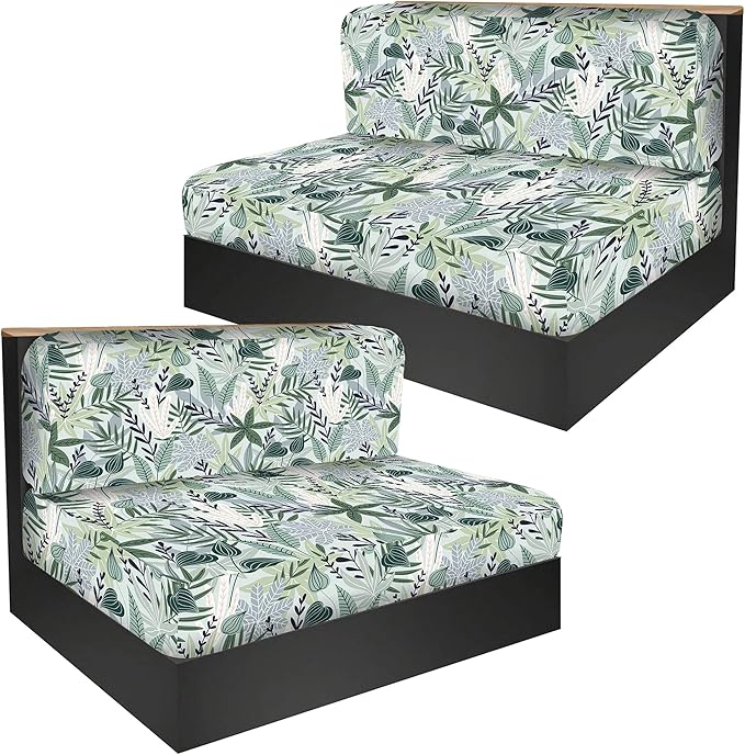 Stretch Rv Dinette Cushion Covers,2 Seat Rv Seat Covers with 1 Backrest & 1 Bench Covers,RV Cushion Couch Covers Dinette Both Seats for RV Camper (Plant 2, 2 Backrest & 2 Bench Covers)