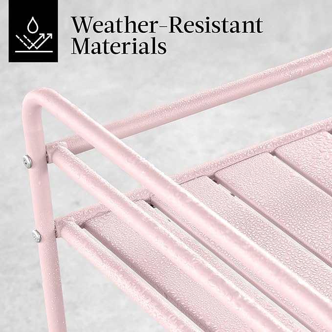 Best Choice Products Rolling Bar Cart, Mobile Home Bar Serving Cart, Serving Station w/ 2 Tier Shelves, Wine Rack, Lockable Wheels - Pink
