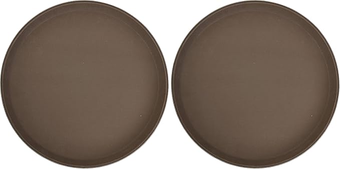 Winco Round Fiberglass Tray with Non-Slip Surface, 14-Inch, Brown (Pack of 2)