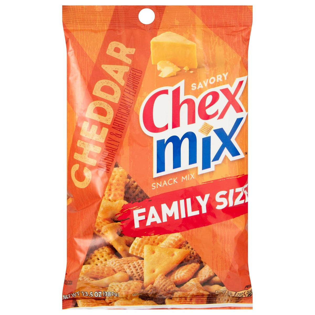Chex Mix Cheddar Snack Mix, Savory Snack Bag, Family Size, 13.5 oz