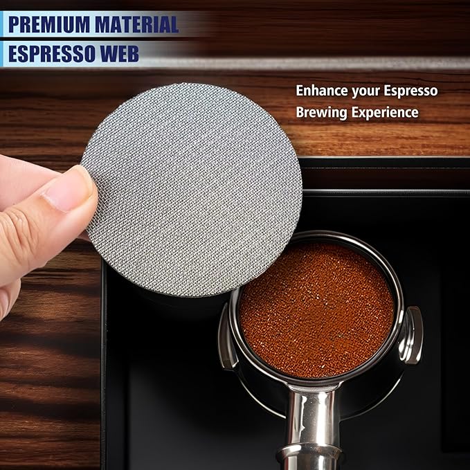 2pcs Espresso Puck Screen 1.7mm Thickness Reusable Barista Stainless Steel Coffee Filter Mesh Plate for Coffee Portafilter Filter Basket (51mm, 150μm)