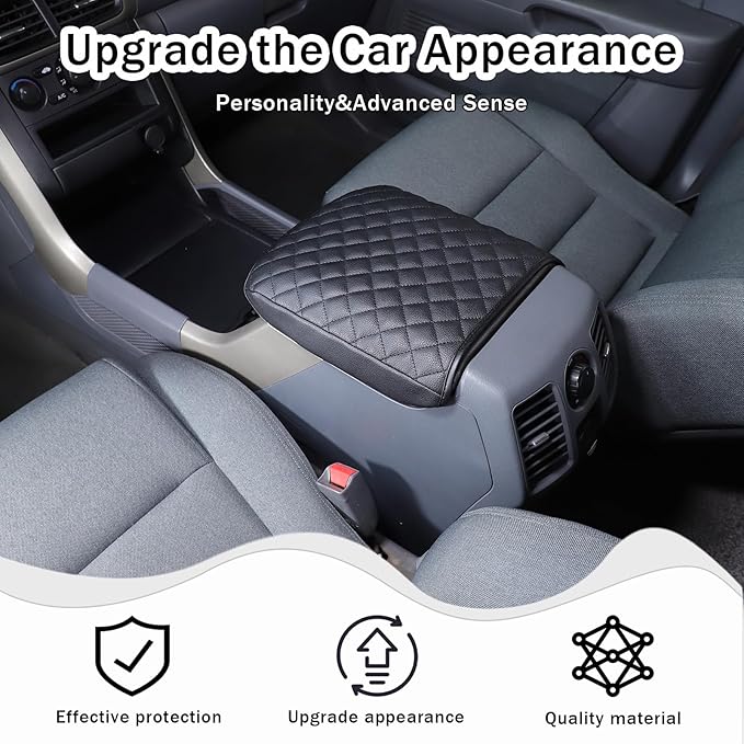 Center Console Armrest Cover for Honda Pilot 2003 2004 2005 2006 2007 2008 Accessories, Leather Armrest Lid Cushion Pad, Armrest Seat Box Cover Mat (no Pockets)