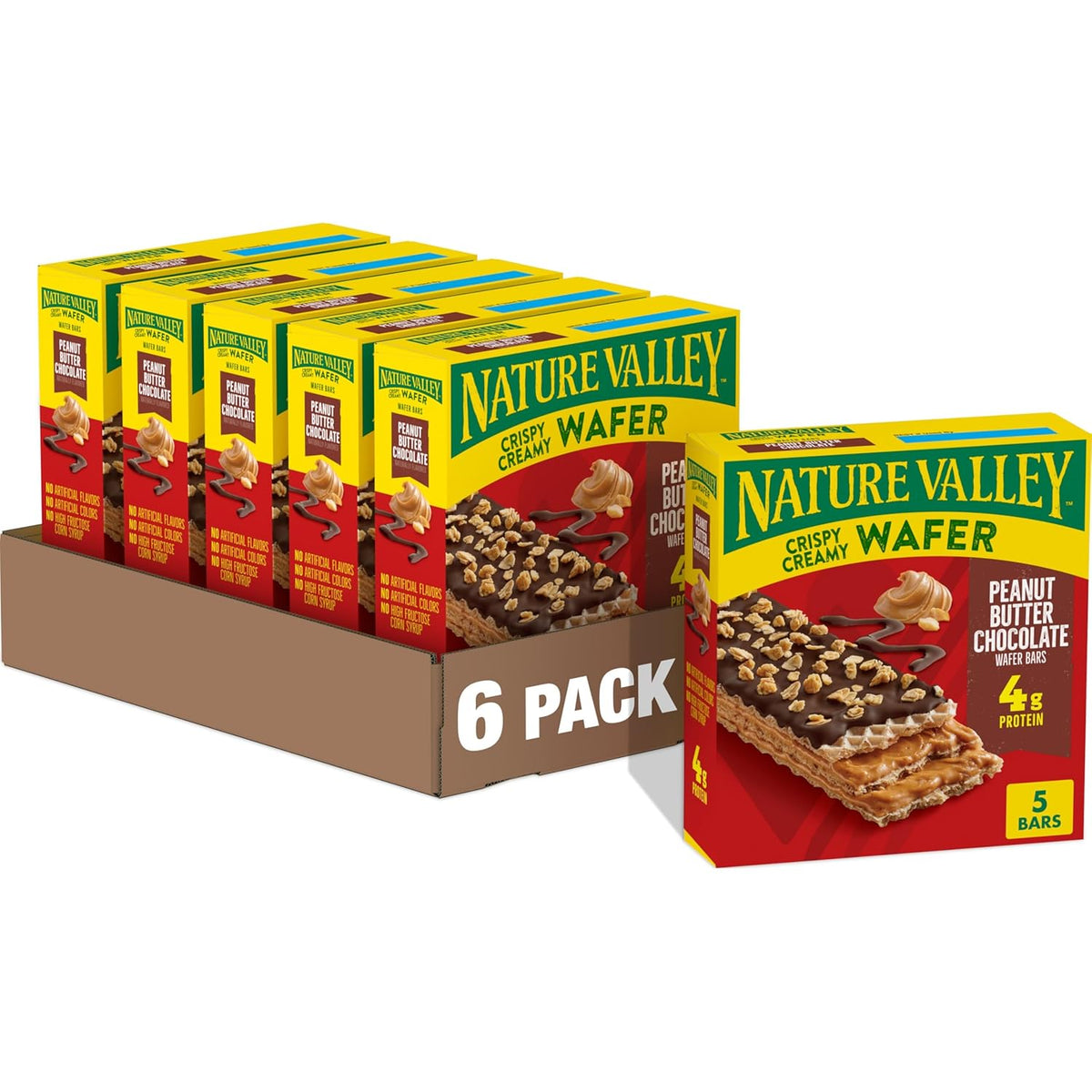 Nature Valley Crispy Creamy Wafer Bars, Blueberry, Whole Grain, 5 Bars, 6.5 oz