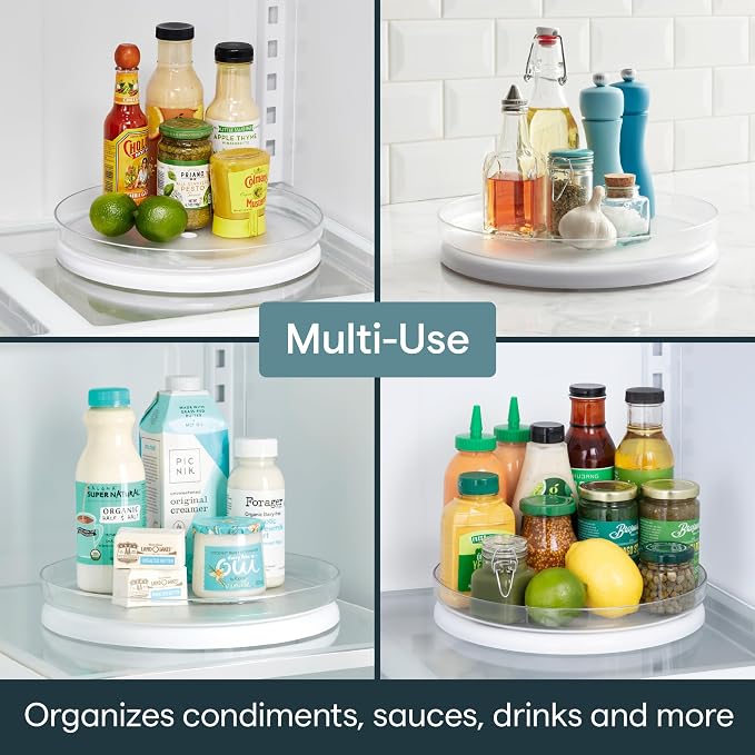 YouCopia FridgeView Fridge Turntable, Lazy Susan Organizer for Refrigerator Storage, 11” , White