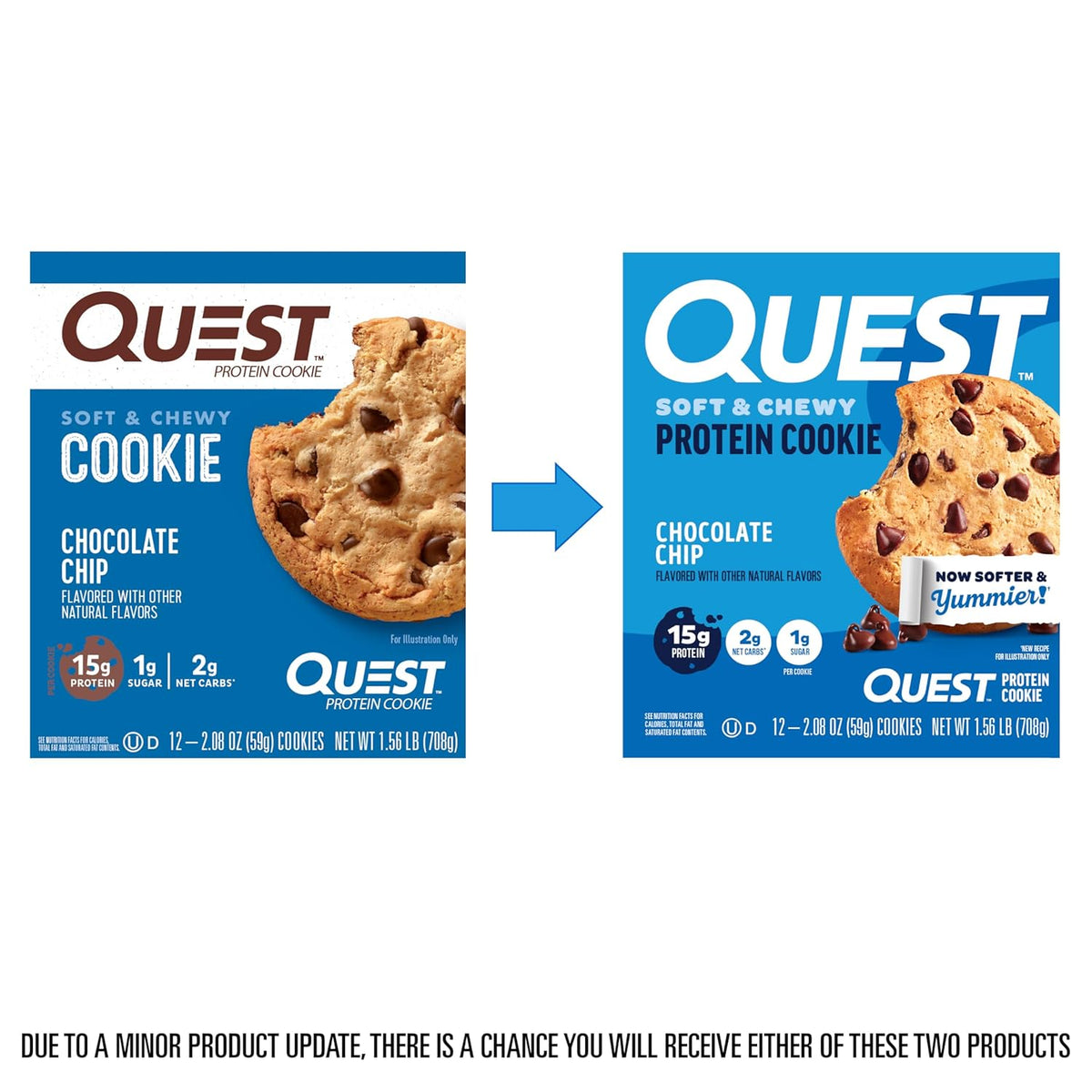 Quest Nutrition Chocolate Chip Protein Cookie, 15g Protein, 1g Sugar, 2g Net Carbs, Keto Friendly, High Protein, Low Carb; 12 Count