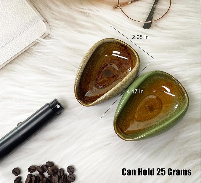 Coffee Bean Dosing Cup with RDT Spray Bottle Set, Coffee Bean Dosing Cup, Ceramic Coffee Dosing Cup, Ceramic Single Dose Measuring Tray for Coffee Beans, Coffee Bar Accessories (brown)