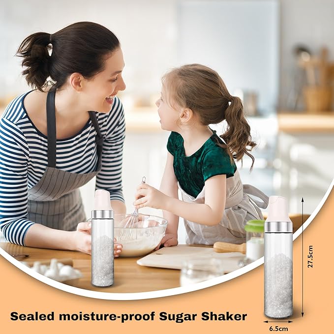 Loscarol Sugar Dispenser with Pour Spout, 17 oz Glass Sugar Shaker Jar Creamer Dispenser Weighted Pourer for Coffee Bar, Tea & Baking, Sugar Container for Home Kitchen, White