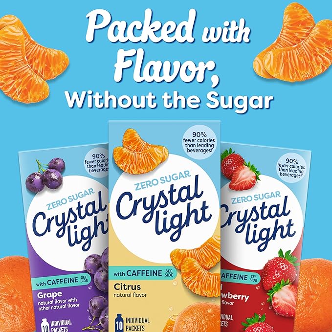 Crystal Light On The Go Energy Citrus, 10 Count (Pack of 12) - Packaging May Vary