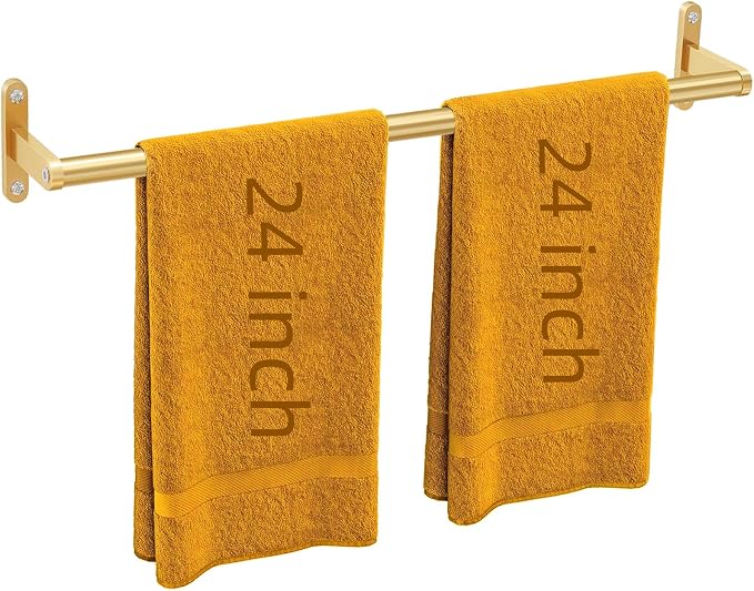 Gold Towel Bar 24 Inch, KLJKPA Towel Bar for Bathroom Wall, Stainless Steel Heavy Duty Single Bath Towel Rod
