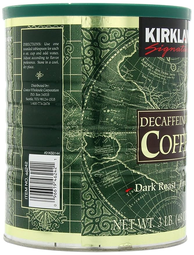 Kirkland Signature Dark Rost Fine Grind Decaf Arabica Coffee, 48 Ounce