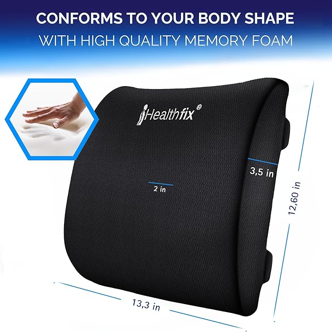 Healthfix® Car Lumbar Support Pillow | Back Cushion to Help Improve Posture (Hard)