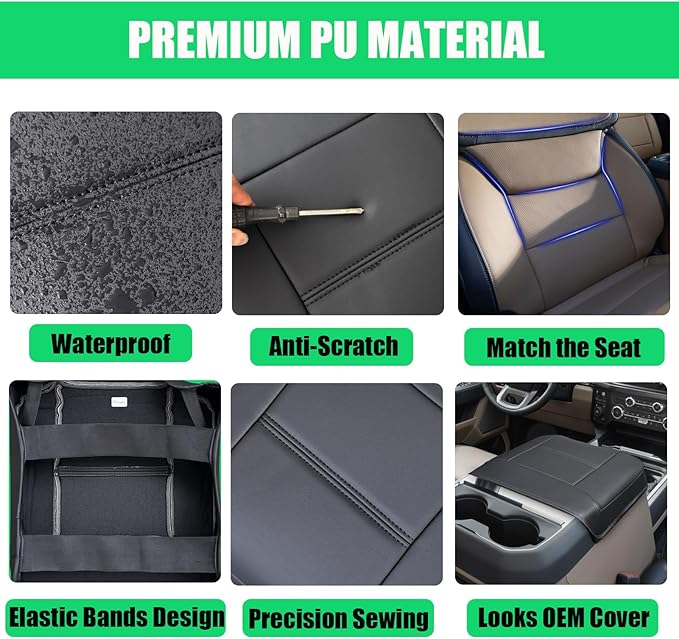 Center Console Cover for 2023 2024 2025 Ford F250 F350 F450 F550 Bucket Seats, Scratch-Resistant Armrest Cover for 2023 2024 2025 Ford Super Duty Accessories (Bucket Seat Only)