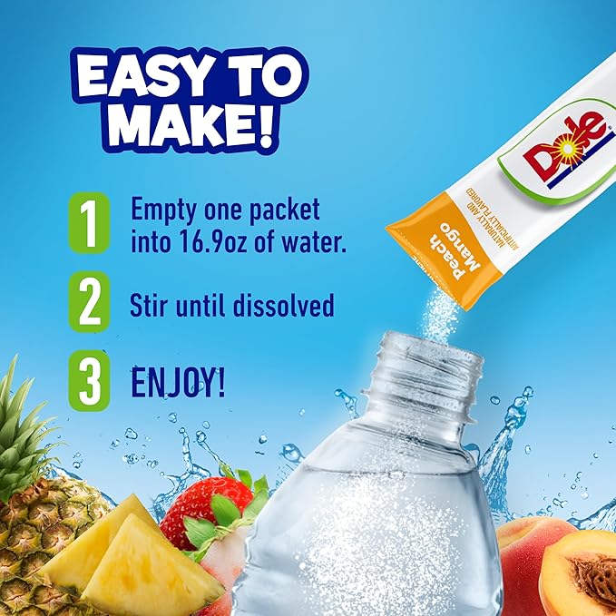 DYLA Dole Peach Mango - Powder Drink Mix - Sugar Free & Delicious - Makes 72 Flavored Water Beverages