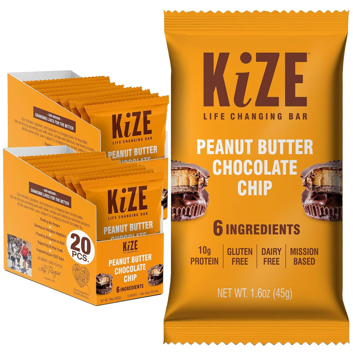 KiZE Energy Bars - Best Sellers Variety Pack - Gluten Free, Dairy Free Options, Non-GMO, and High Protein Meal Replacement Energy Bars, Clean and Simple Food Ingredients - 7-10g High Protein Snacks, (10 Count)