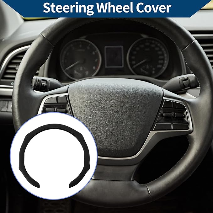 PU Artificial Leather Steering Wheel Cover ABS Car Steering Wheel Protector 14.96" Black