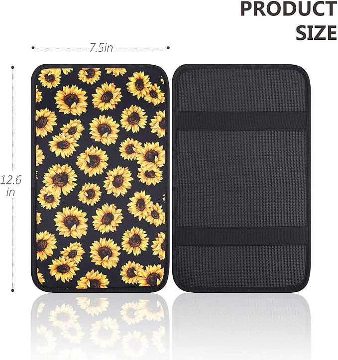 JEOCODY Purple Rose Auto Center Console Cushion Pad Universal Fit Most Vehicle/SUV/Truck, Waterproof Neoprene Armrest Seat Box Cover Protector Car Accessories