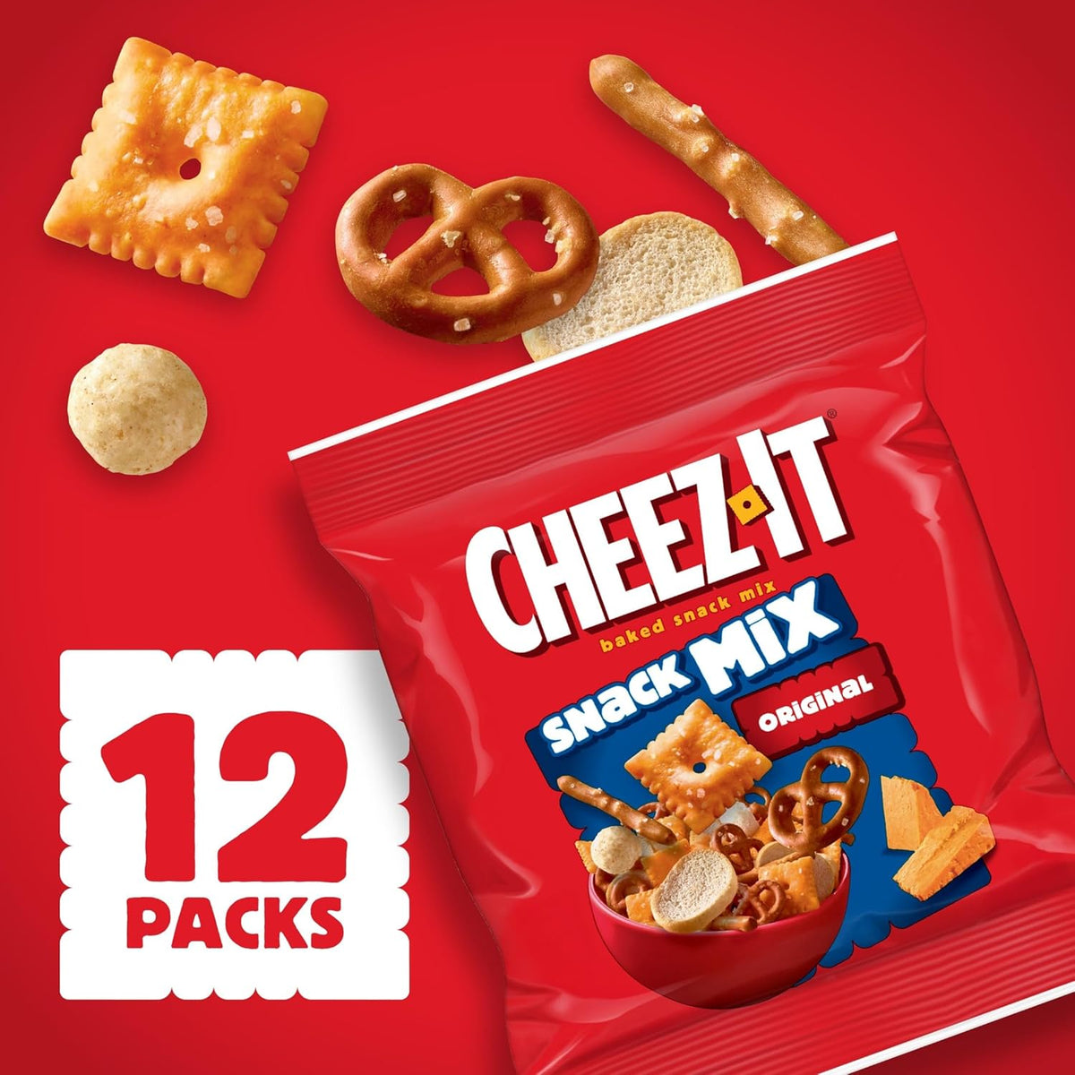 Cheez-It Snack Mix, Office and Kids Snacks, Classic, 9oz Box (12 Packs)