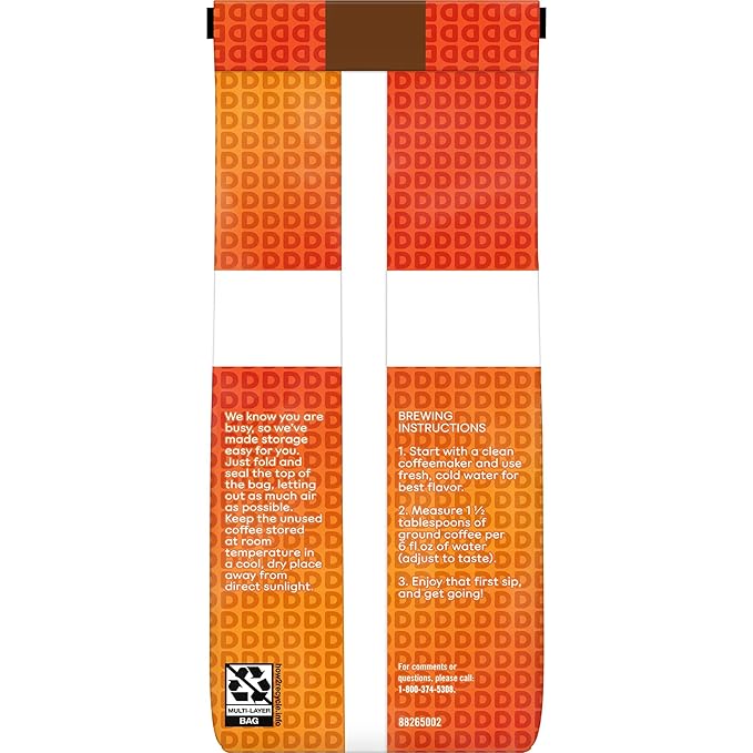 Dunkin' Original Blend Medium Roast Ground Coffee, 12 Ounces (Pack of 6)