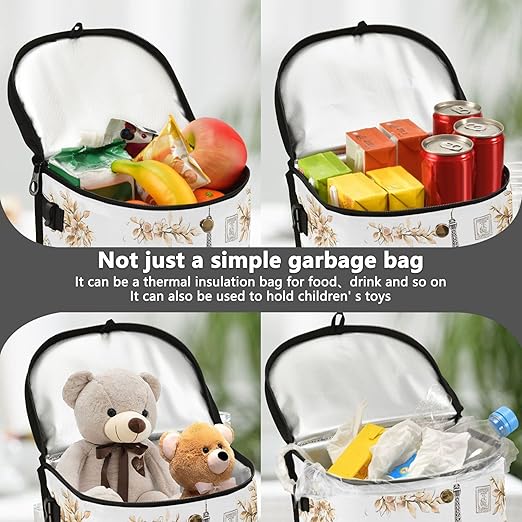 MNSRUU Car Trash Can with Lid, Eiffel Tower Flower Basket Bicycle Car Trash Bag Hanging Organizers and Storage for Front Back Seat, Leak-Proof Trash Bin