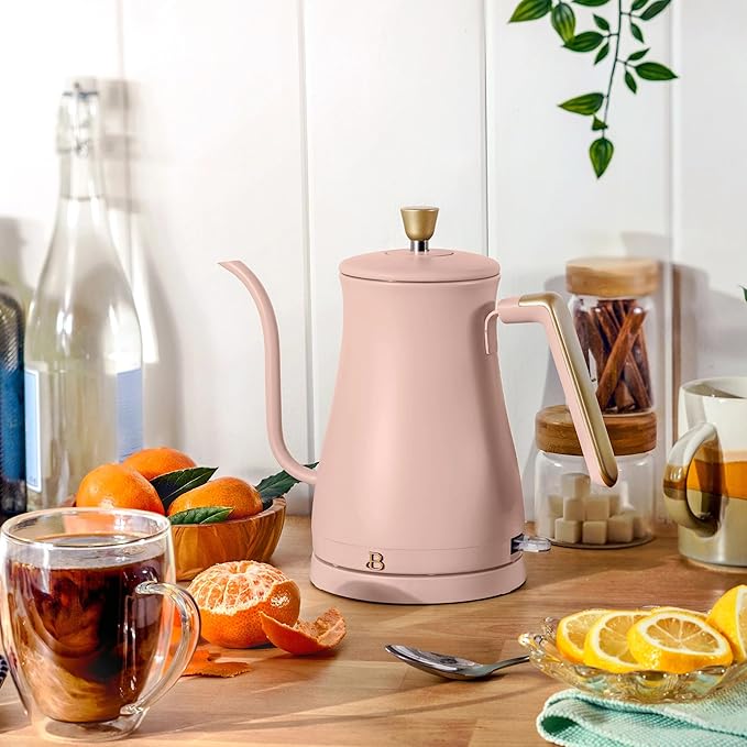1-Liter Electric Gooseneck Kettle, 1200W Fast Heating Pour Over Coffee and Tea Kettle with Precise Spout (Rose)
