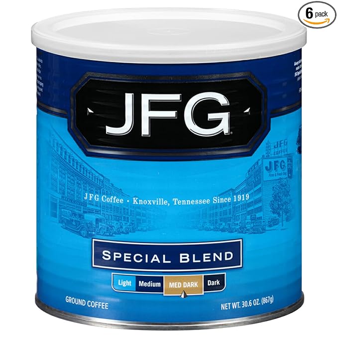 JFG Special Blend Medium-Dark Roast Ground Coffee, 30.6oz Can (Pack of 6)