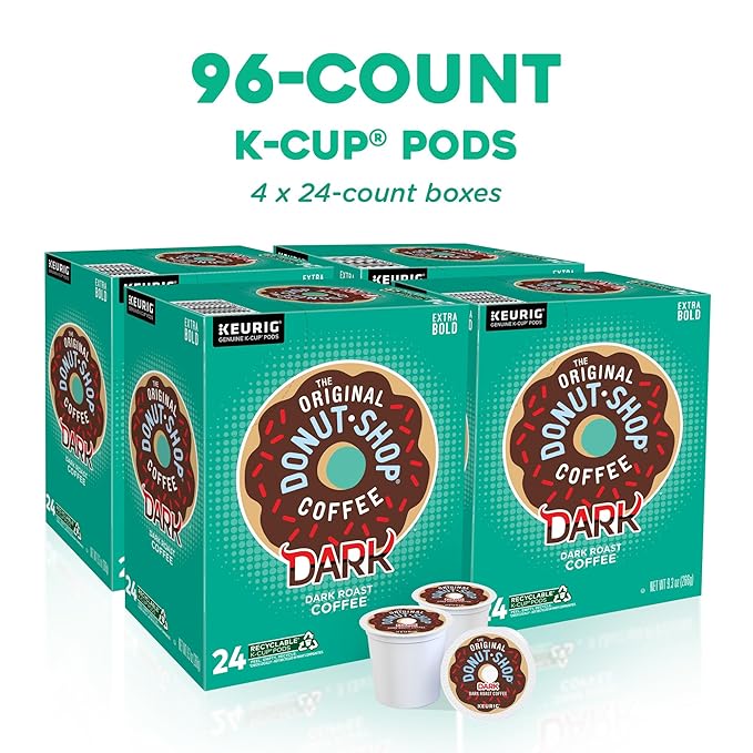 The Original Donut Shop Dark Coffee, Keurig Single-Serve K-Cup Pods, Dark Roast, 96 Count
