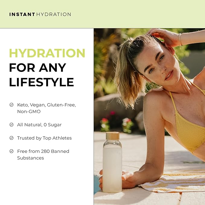 Instant Hydration Electrolytes Powder Packets - Lemon Lime Drink Mix - Zero Sugar - Keto, Vegan, Gluten-Free, Non-GMO - Boost Recovery, Brain Health, Muscle & Tissue Support- 30 Sticks
