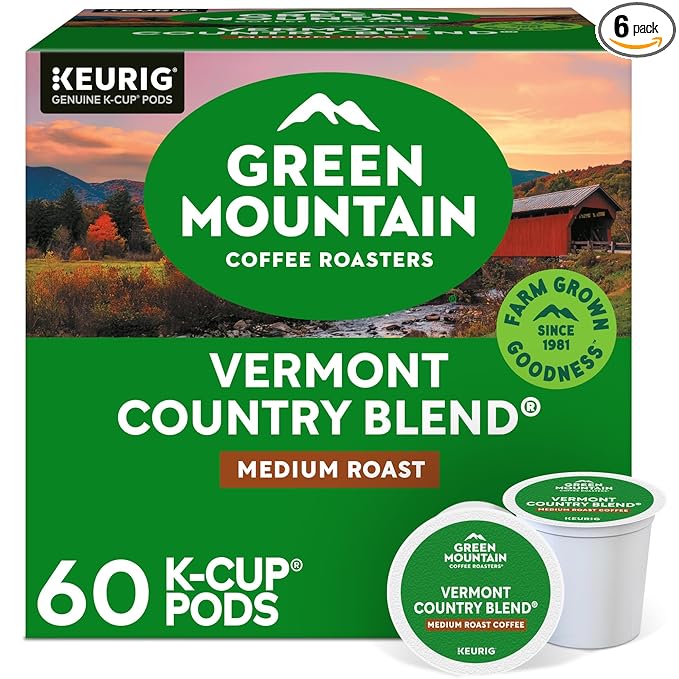 Green Mountain Coffee Roasters Vermont Country Blend Keurig Single-Serve K-Cup Pods, Medium Roast Coffee, 60 Count (6 Packs of 10)