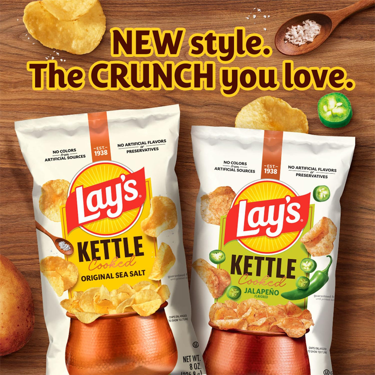 Lay's Kettle Cooked Potato Chips, Variety Pack, 0.85 Ounce (Pack of 40)
