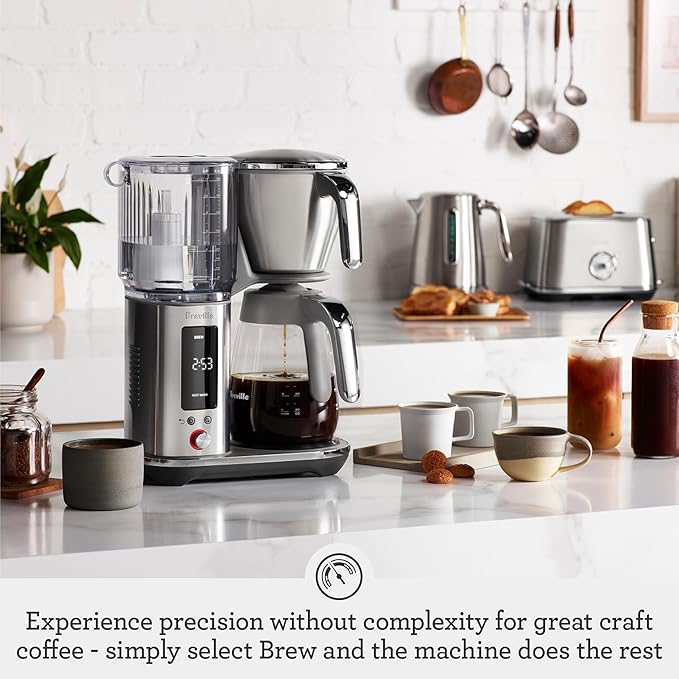 Breville Luxe Drip Coffee Machine BDC415BTR, Black Truffle, Glass Carafe