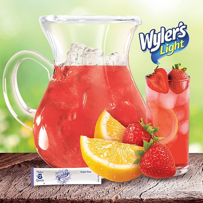 Wyler's Light Pitcher Packs, Water Drink Mix, Strawberry Lemonade, 6 Boxes (36 Pitcher Packets)