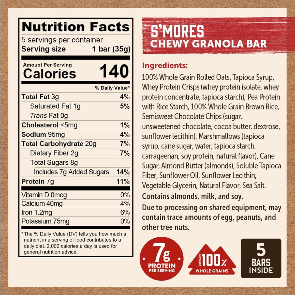 Kodiak Cakes Protein Chewy Granola Bar, S'mores, (Pack of 4 Boxes)