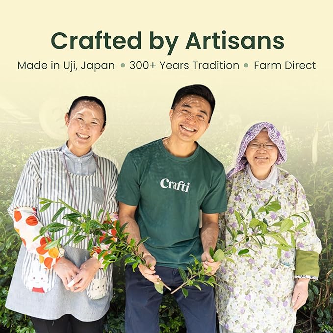 Crafti Signature Ceremonial Grade Matcha Powder | 100% First Harvest | Unsweetened Authentic Japanese Matcha Green Tea Powder from Uji, Kyoto (30g / 1.06oz)
