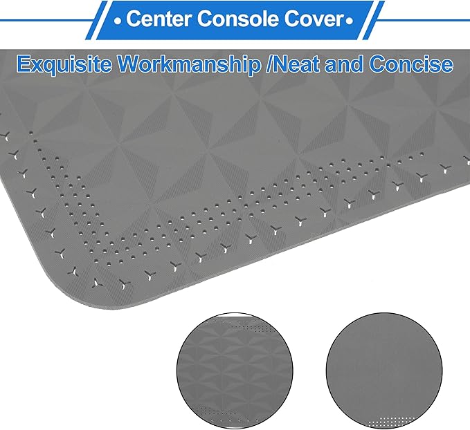 Car Center Console Cushion Pad 12.59"X7.67" Center Console Cover Armrest Seat Box Cover Faux Leather Grey