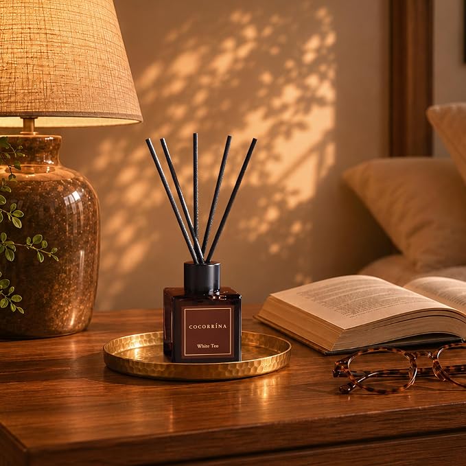 COCORRÍNA Hotel Collection Reed Diffuser Set, 1.7 fl oz Trio, Mahogany Teakwood, White Flower & White Tea, Home Fragrance for Bathroom, Bedroom, Entryway & Office