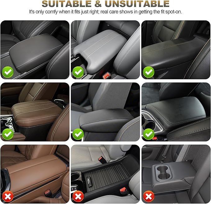 YORKNEIC Center Console Cover Fit for Ford Escape,Upgraded Faux Leather Car Arm Rest Cover Pad with 2 Storage Bags,Anti-Scratch/Wear-Resistant/Waterproof Car Armrest Cover Protection(Black)